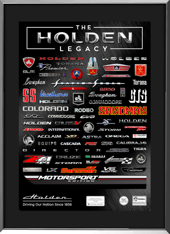 Framed Limited Edition Holden Foil Badge Poster - Small